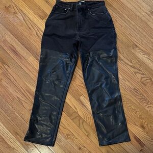 Abercrombie & Fitch Black Straight Leg Jeans with Leather Accents, Curve Love